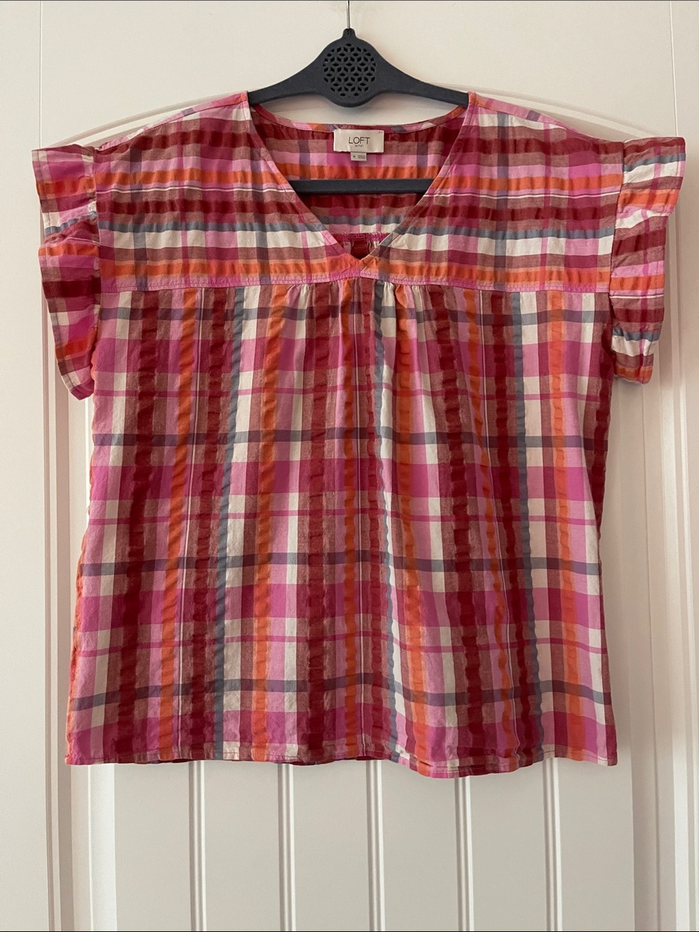 Loft Outlet Plaid Ruffle Top Medium